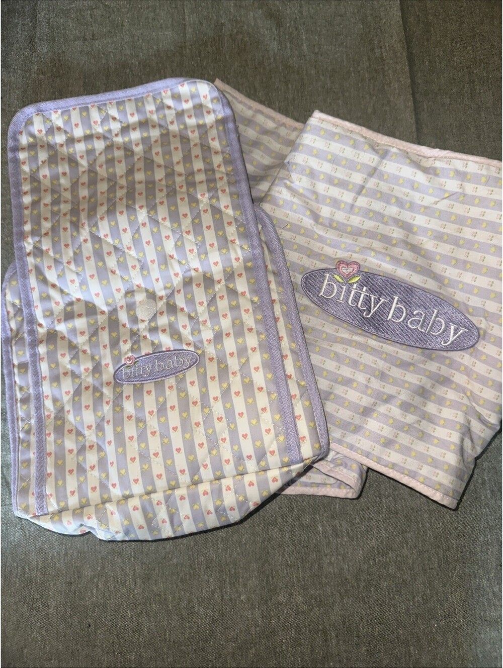 Bitty Baby Purple/White Diaper Bag Accessory w/ Changing Pad, Pockets